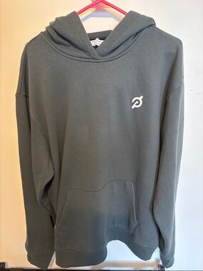 Peloton Olive Green Hoodie with White Logo